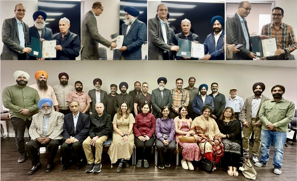 Punjabi Cultural Association and Legislative Assembly of Alberta honored the poets of Sari